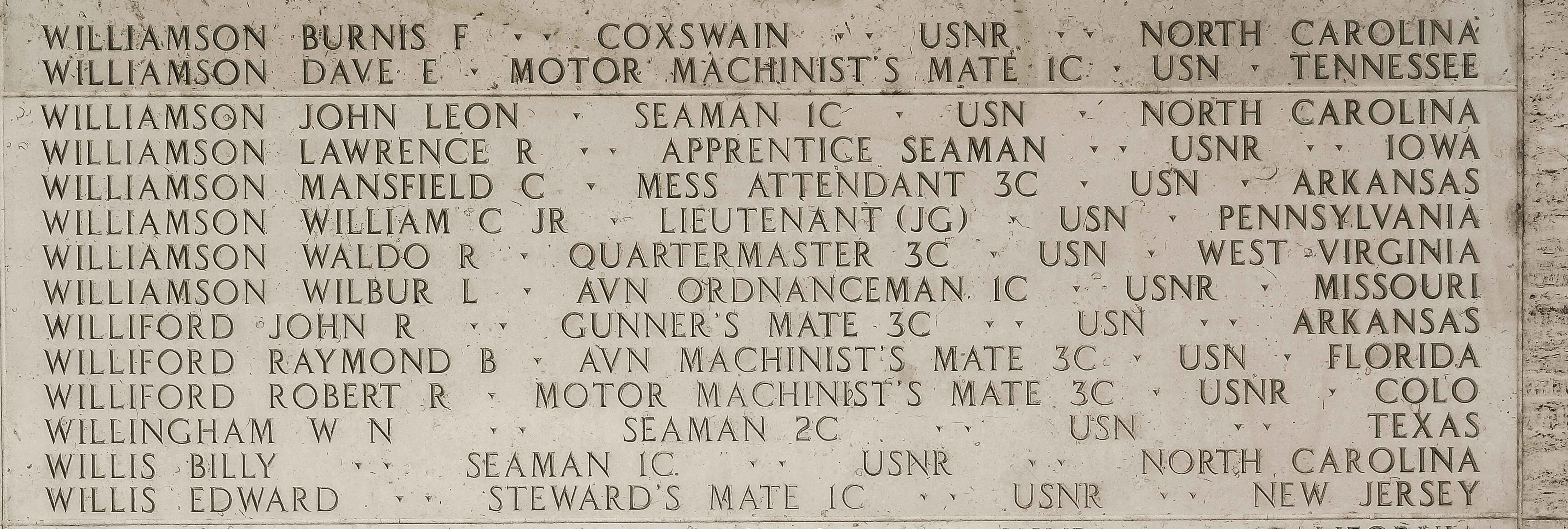 Lawrence R. Williamson, Apprentice Seaman